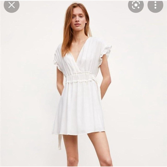 Zara Dresses & Skirts - Zara White Mini Dress with Adjustable Waist, Women’s Size Small